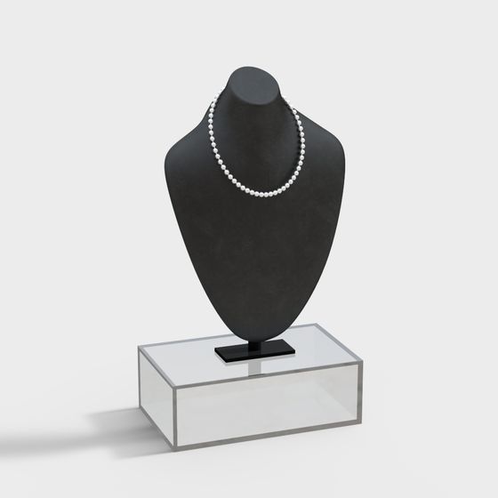 Elegant Black Necklace Display Stand 3D model