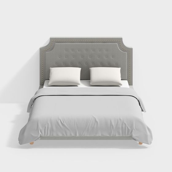 Elegant Upholstered Headboard 3D model for Modern Spaces