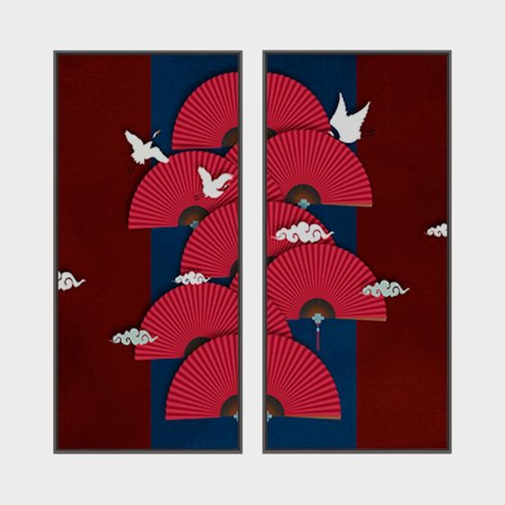 Fan Shadow Crane 3D model - Eastern Aesthetic Art