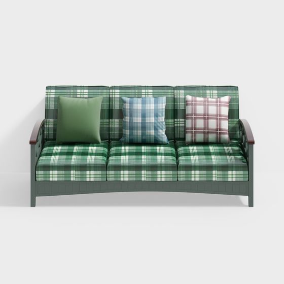 Cozy Plaid Sofa 3D model for Modern Interiors