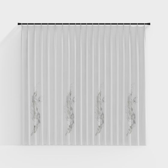 Elegant Flowing Curtain 3D model