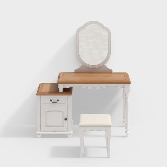 Charming Vintage-Modern Vanity 3D model for Interiors