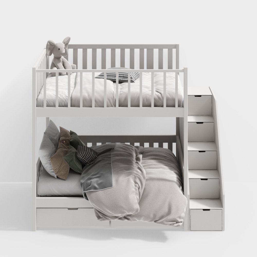 Children's white bunk beds(  ladders)