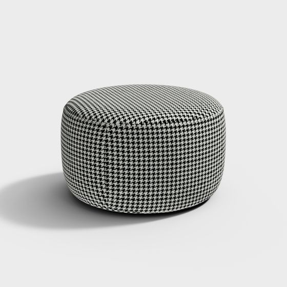 Houndstooth Pouf 3D model for Modern Interiors