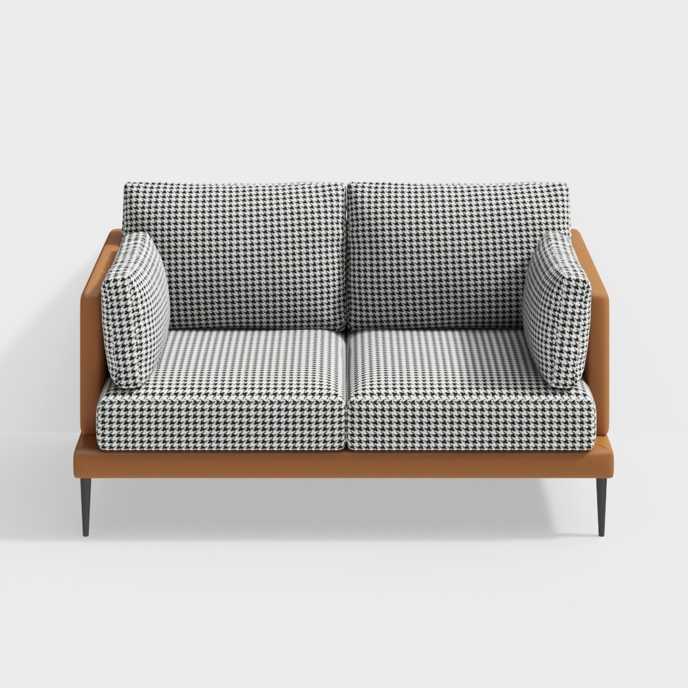 Scandinavian Loveseats 3D Model – Earth Tone Fabric