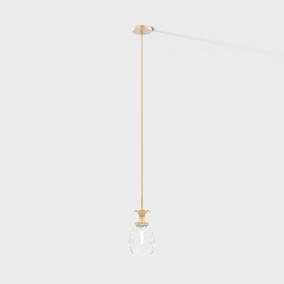 Elegant Low-Polygon Crystal Pendant Lamp 3D model
