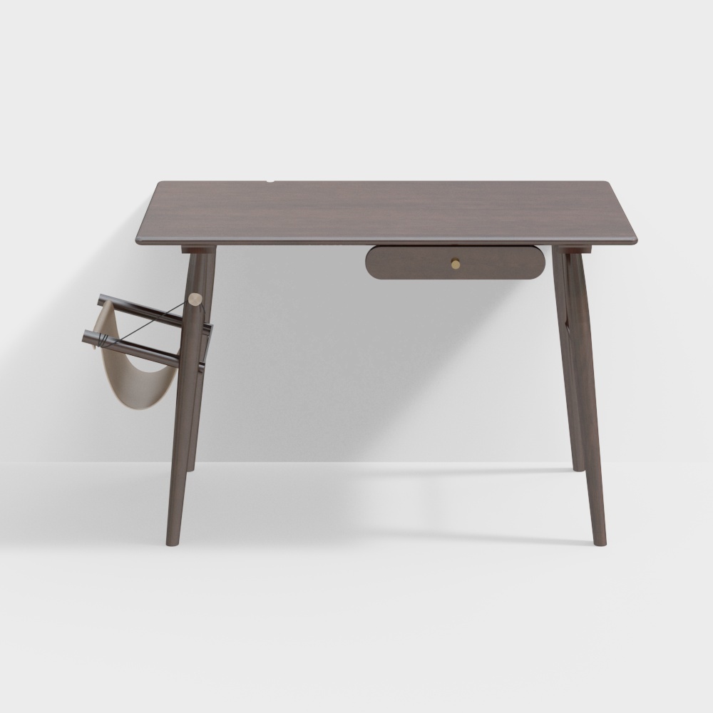 Mid-Century Modern Desk 3D Model – Low Poly Wood Desk