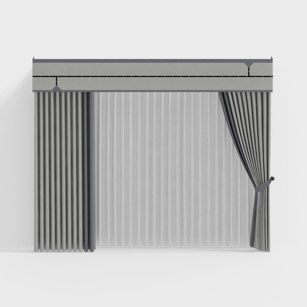 Elegant Low-Poly Curtain 3D model