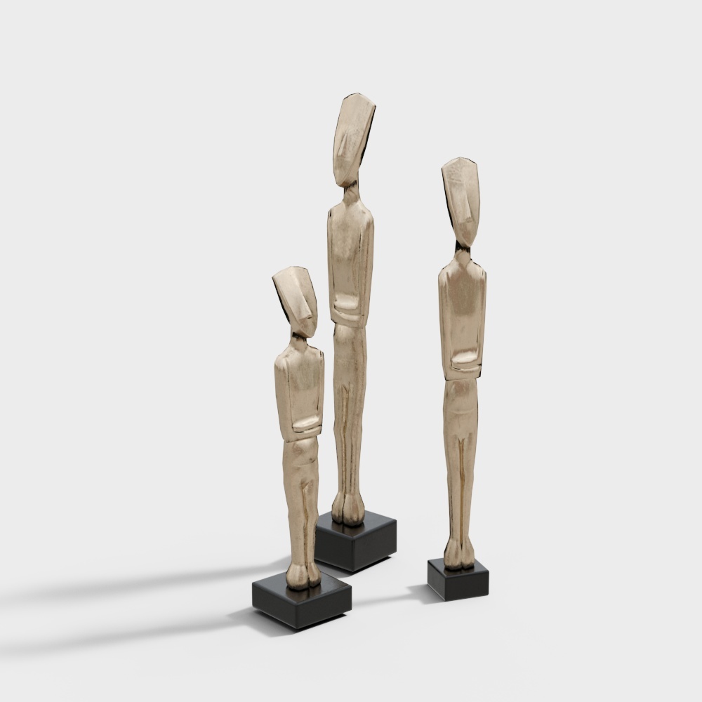 Abstract Low-Poly Human Figure – Golden Metallic Finish