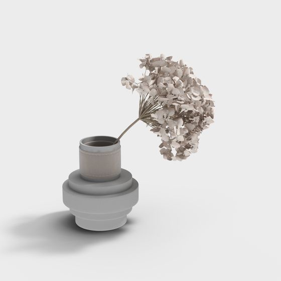 Minimalist Vase with Dried Flowers 3D model