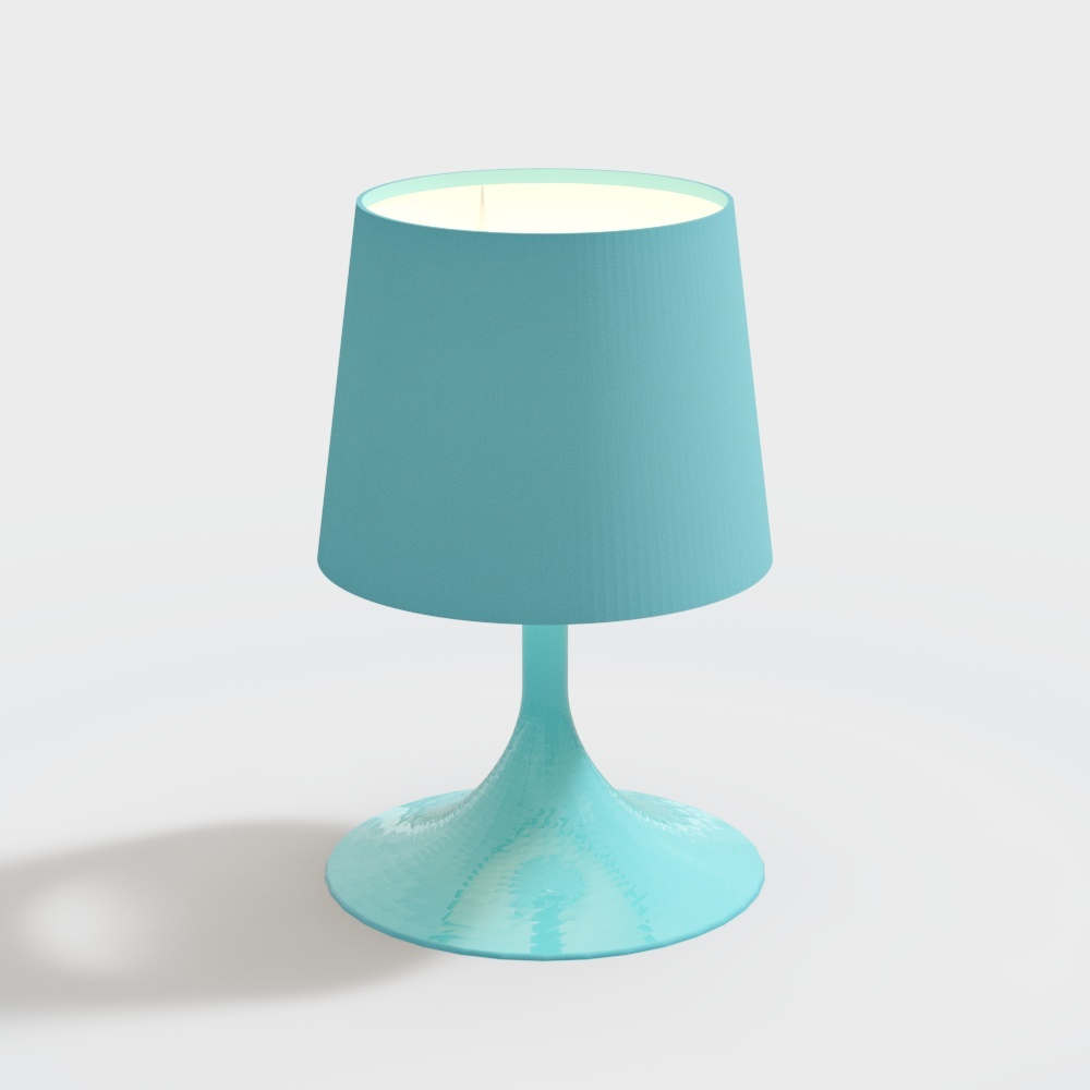Low-Poly Blue Table Lamp 3D Model – Raindrop Design