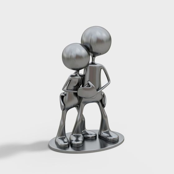 Metal Embrace Low Poly Character 3D model