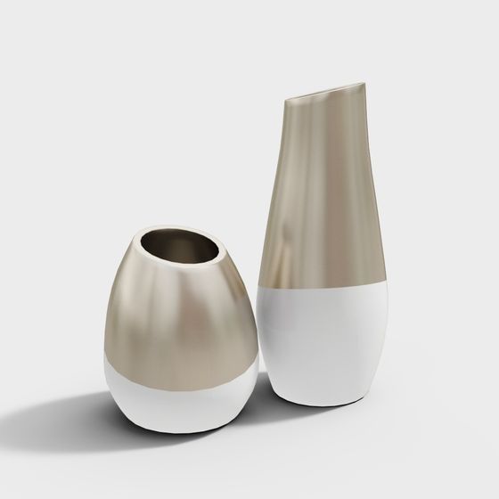 Elegant Vase Set 3D model for Modern Interiors