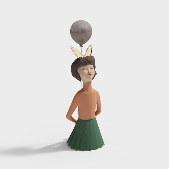 Bunny Balloon Girl Low-Poly 3D model for Creative Projects