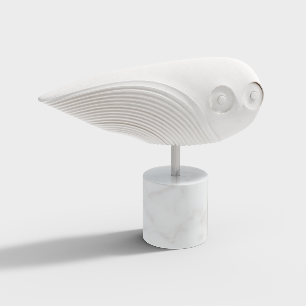 Elegant 3D Bird Model with Marble Base
