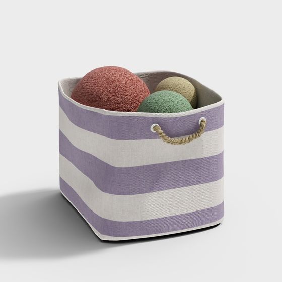 Striped Storage Basket 3D model