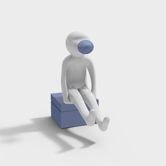 Thoughtful Low-Polygon 3D Model