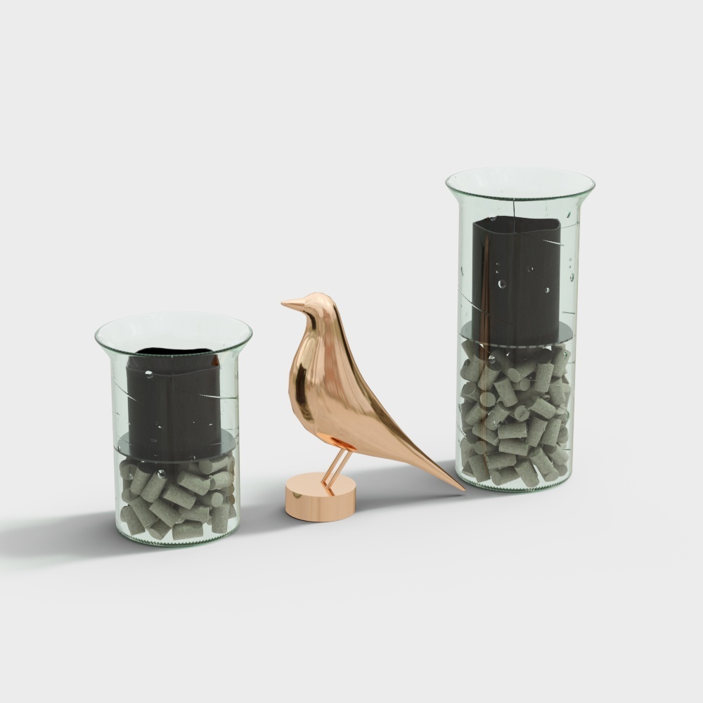 Glass Bird with Stone Pillar 3D model