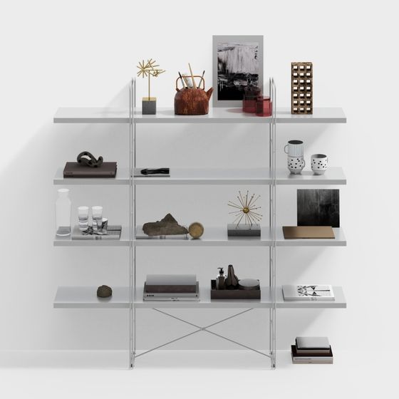 Chic Low-Poly Bookshelf 3D model for Creative Spaces