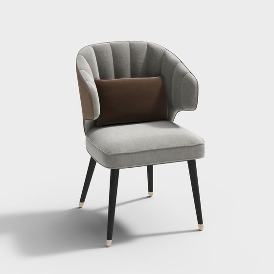 Elegant Grey Velvet Chair 3D model