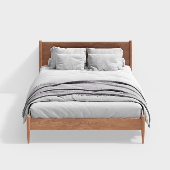 Elegant Low-Poly Bed Frame 3D model