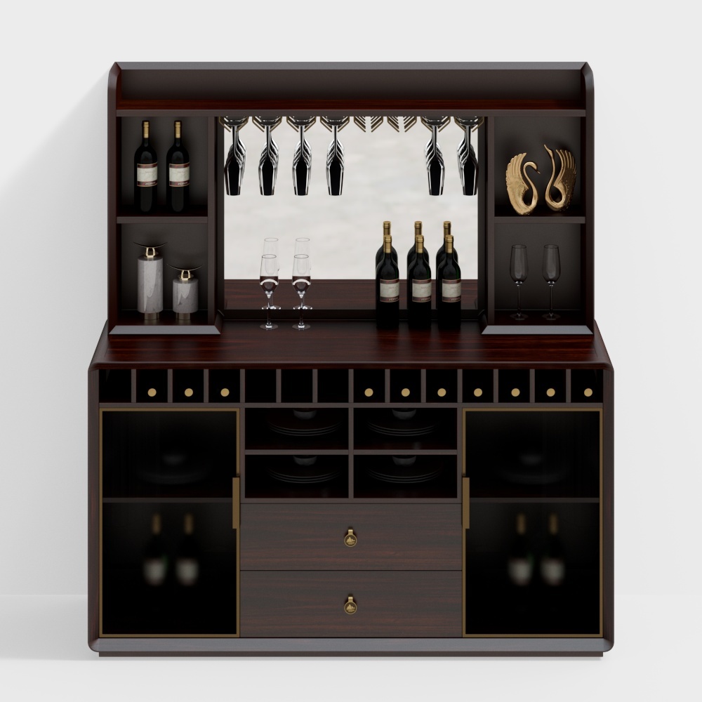 Elegant Low-Poly High-Detail Bar Cabinet 3D model