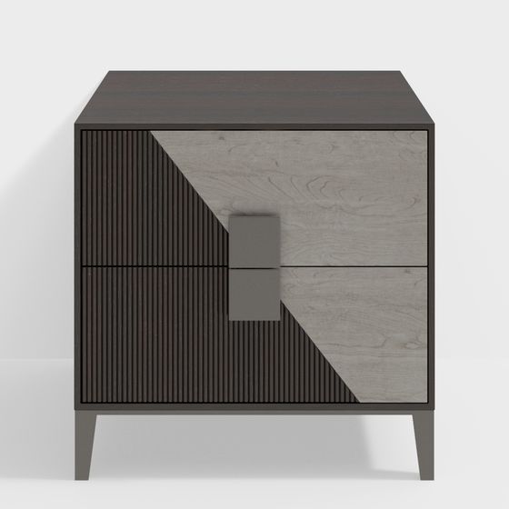 Minimalist Wooden Side Cabinet 3D model