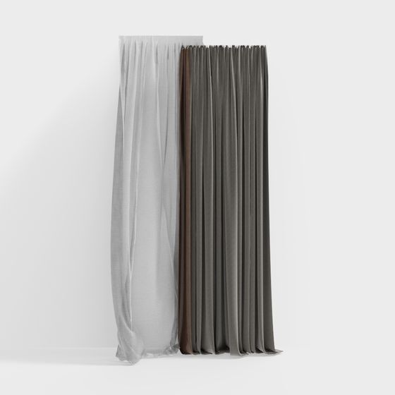 Masa Santy Modern Living Room Curtains 3D Model in Gray