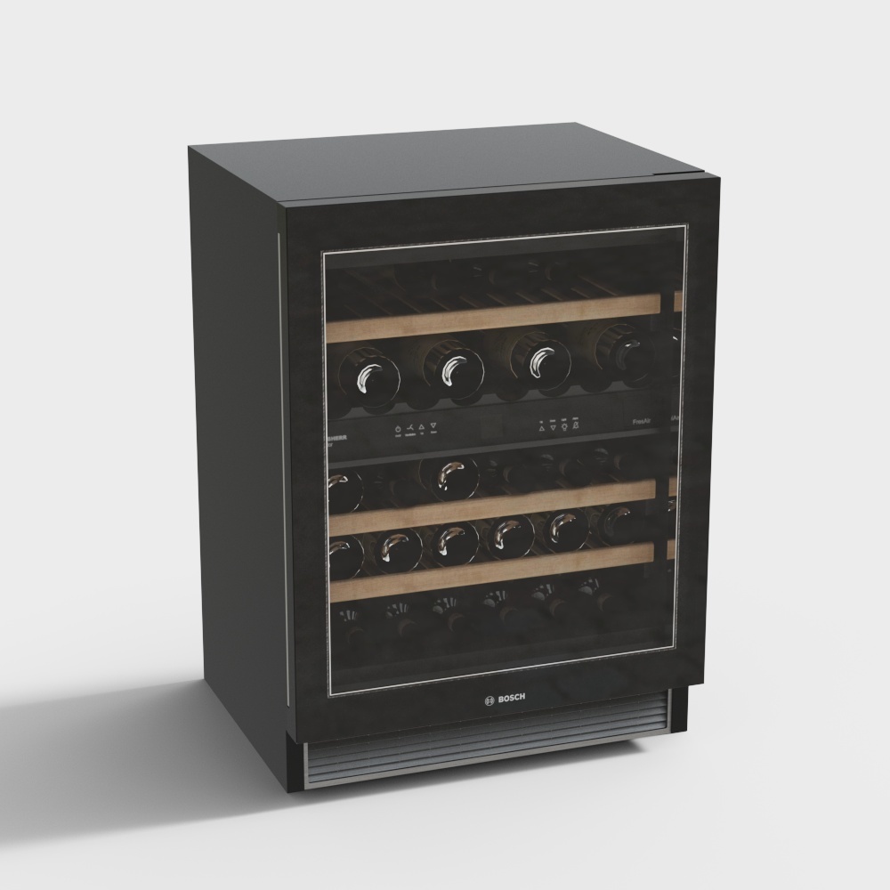 Bosch Wine Cooler 3D Model – Black Glass Design