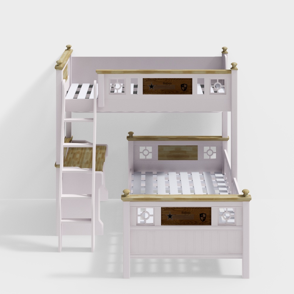 Charming Low-Poly Bunk Bed 3D Model for Dreamy Bedrooms