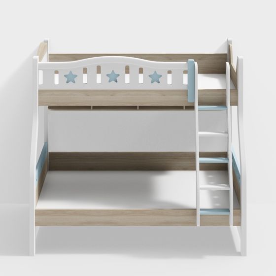 Starry Cottage Bed 3D model for Kids