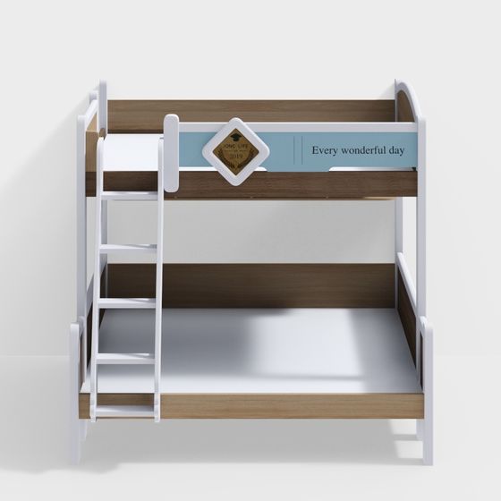 Stylish Bunk Bed 3D Model for Modern Dorms