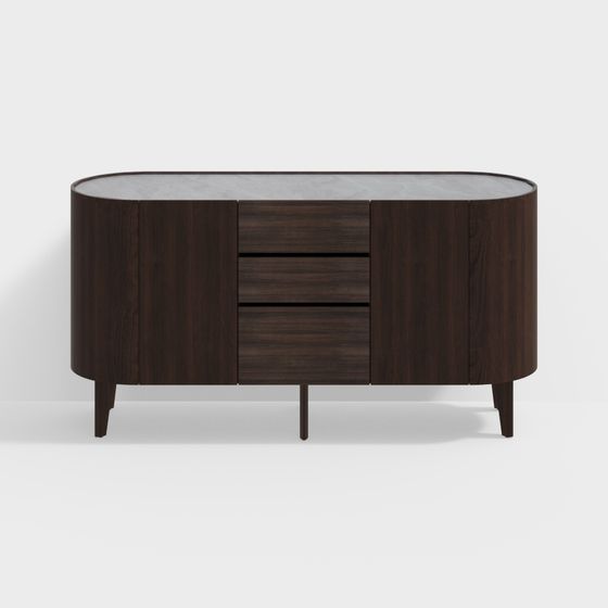 Elegant Oval Sideboard 3D model for Modern Interiors