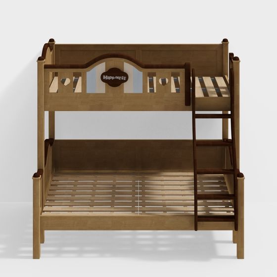 Charming Low-Poly Bunk Bed 3D model
