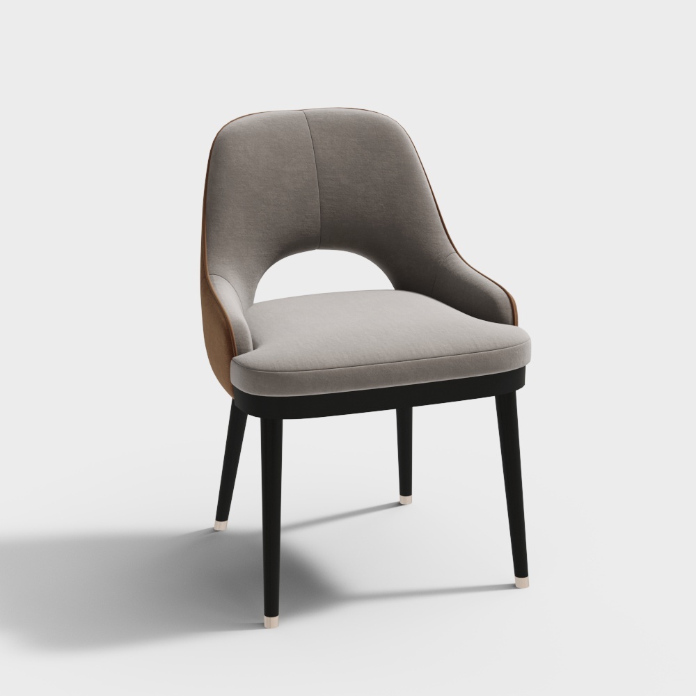 Elegant Curved Chair 3D Model – Soft Fabric Design