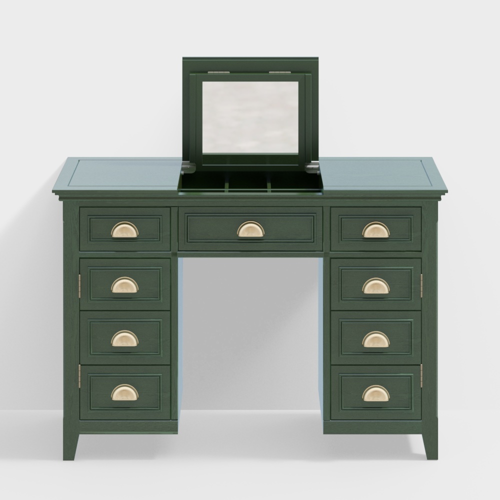 Cómoda de 1,2m con puerta abatible - Sin taburete (verde oscuro)