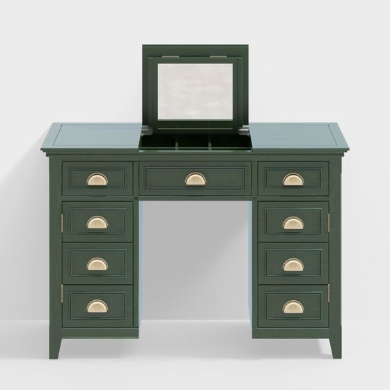 Cómoda de 1,2m con puerta abatible - Sin taburete (verde oscuro)