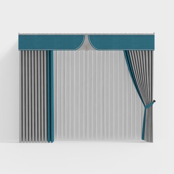 Elegant Curtain 3D model Inspired by Classic European Design