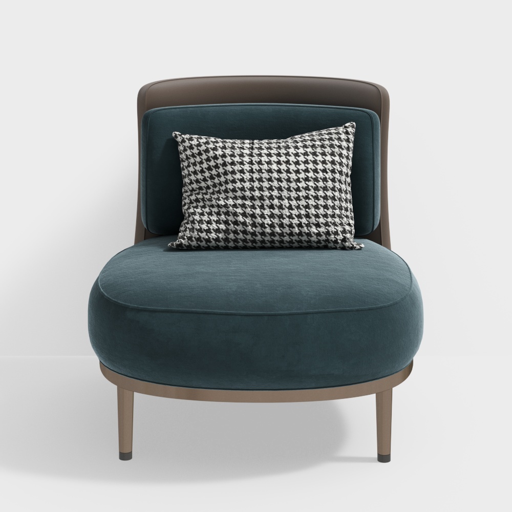 Elegant Low-Poly Sofa Chair – Velvet and Leather