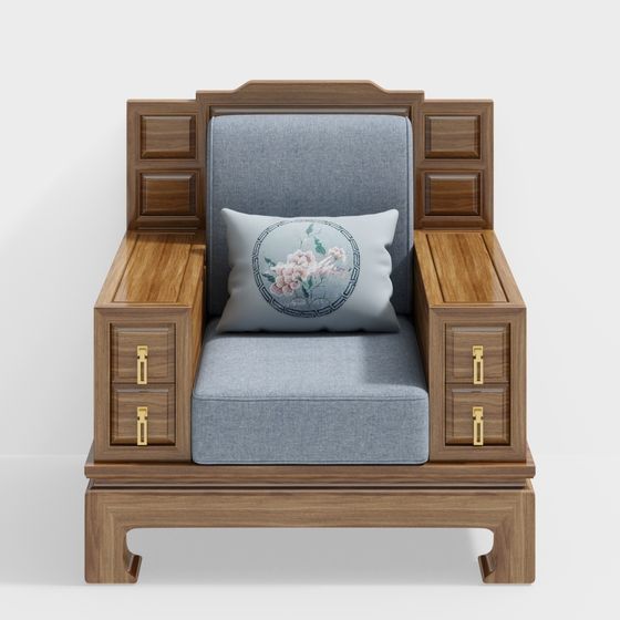 Stylish Chinese Sofa 3D model for Contemporary Interiors