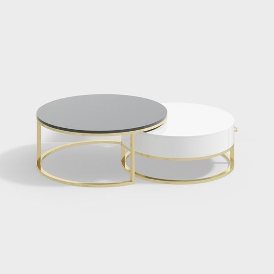 Stylish Double-Layer Round Table 3D model