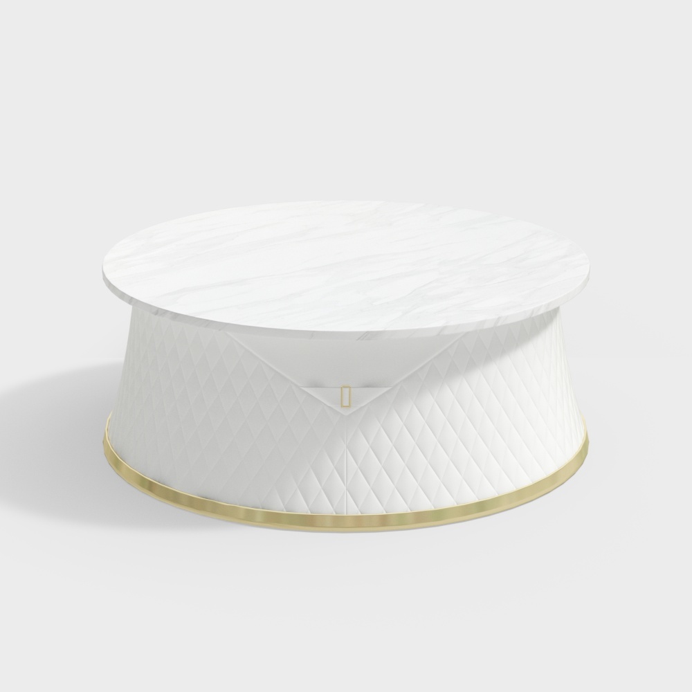 Leather and marble round coffee table - BSGBCJ010A - House of Light