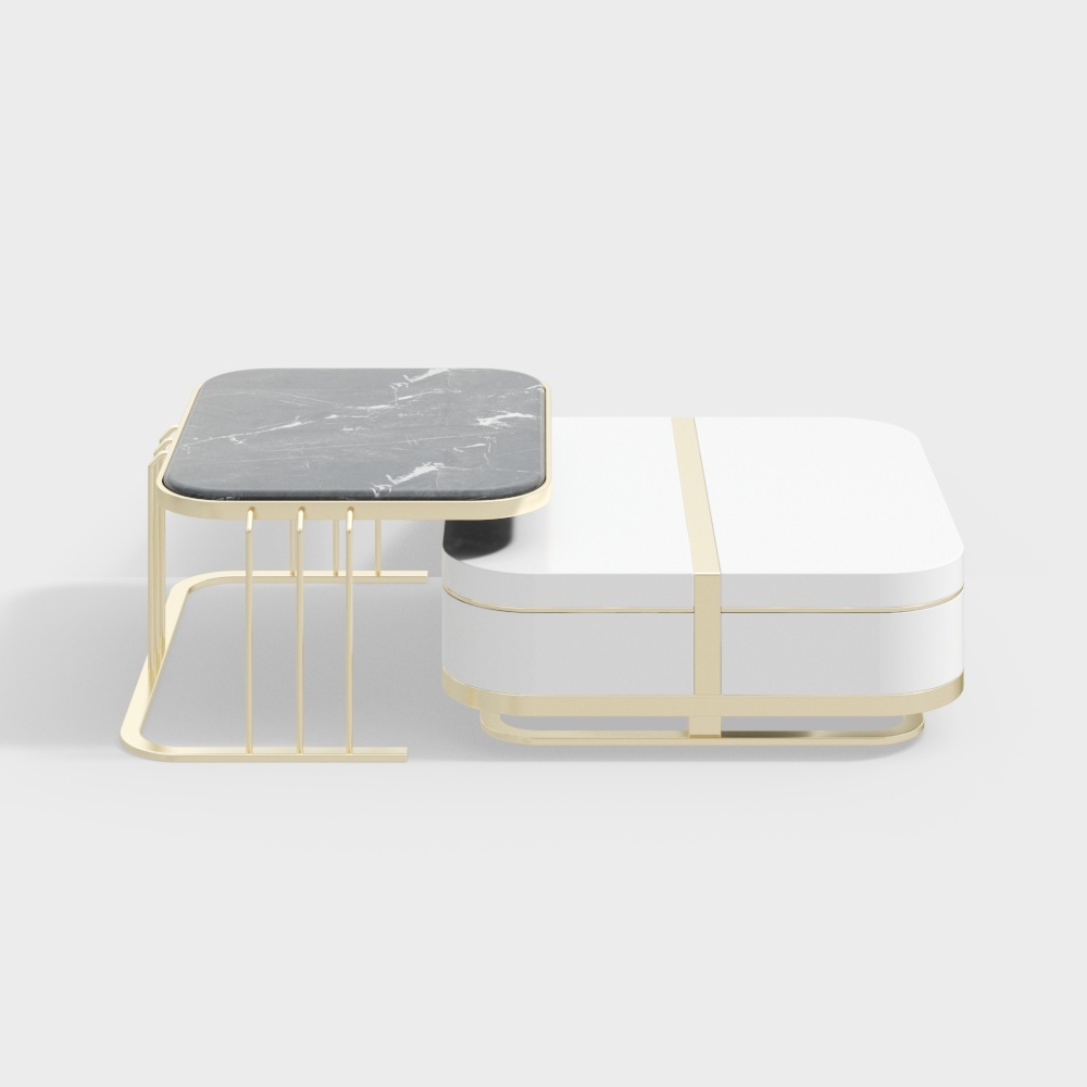 Marble and PaintEd Coffee Table - BSGB1566A - House of Light