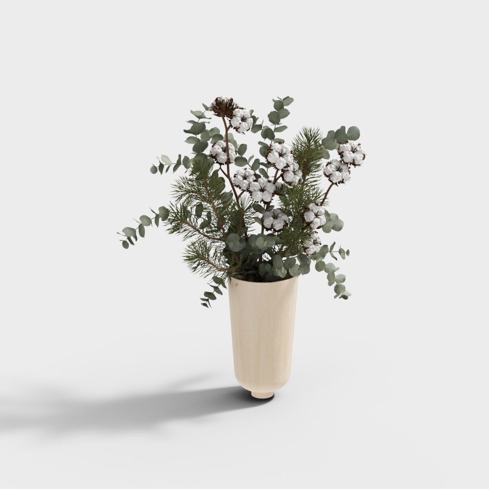 Border Springs Southeast Asia Thailand imported wooden wide-mouthed dry vase tabletop flower arrangement piece home soft decoration - C model