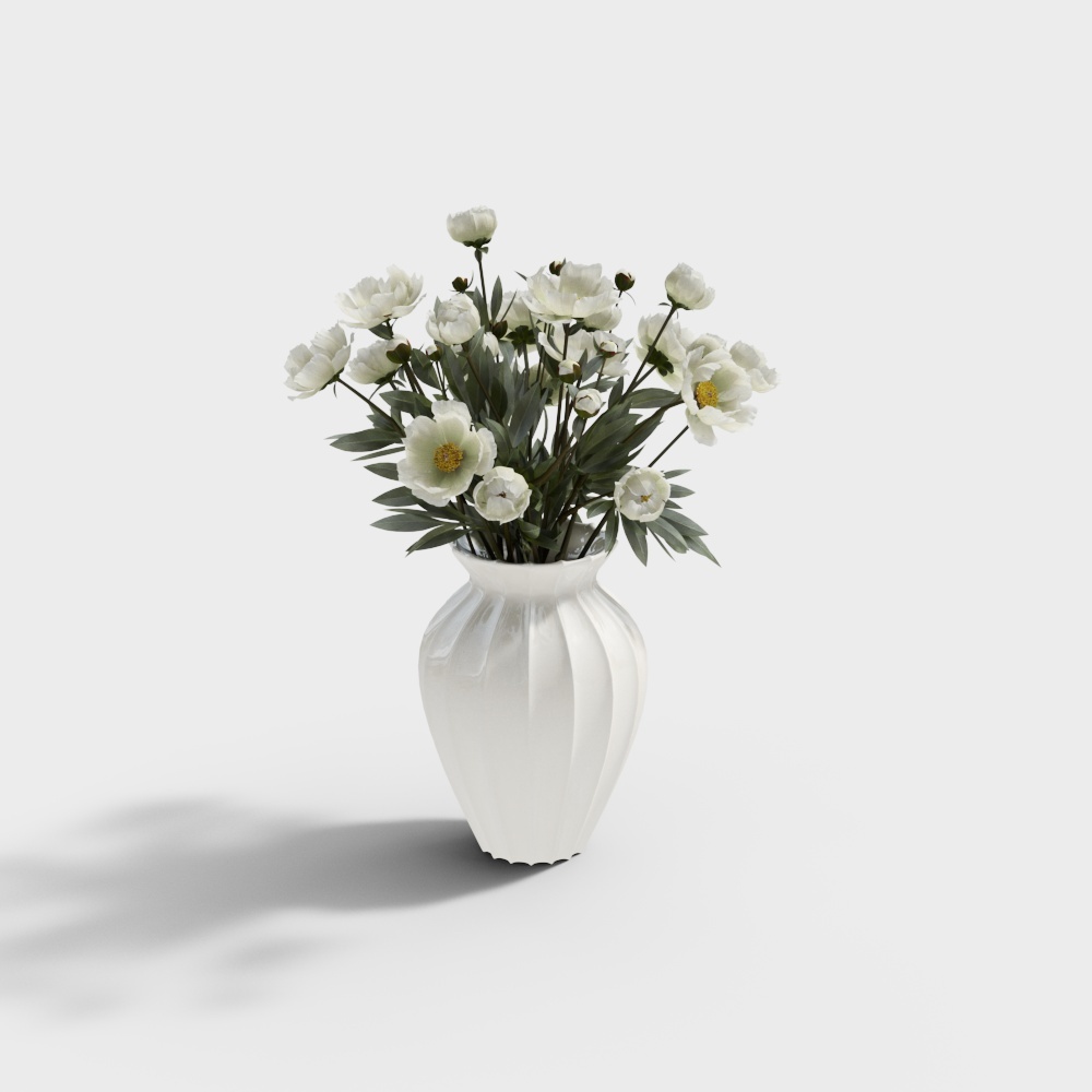 House Harbour - Phòng khách phong cách retro Mỹ với lọ hoa gốm Enakei-112044 bình hoa nhỏ màu trắng