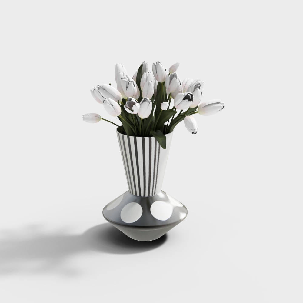 Cornes Home Designer series black and white geometric ceramic handmade vase vase vase modern light luxury simple Nordic study ornaments - B