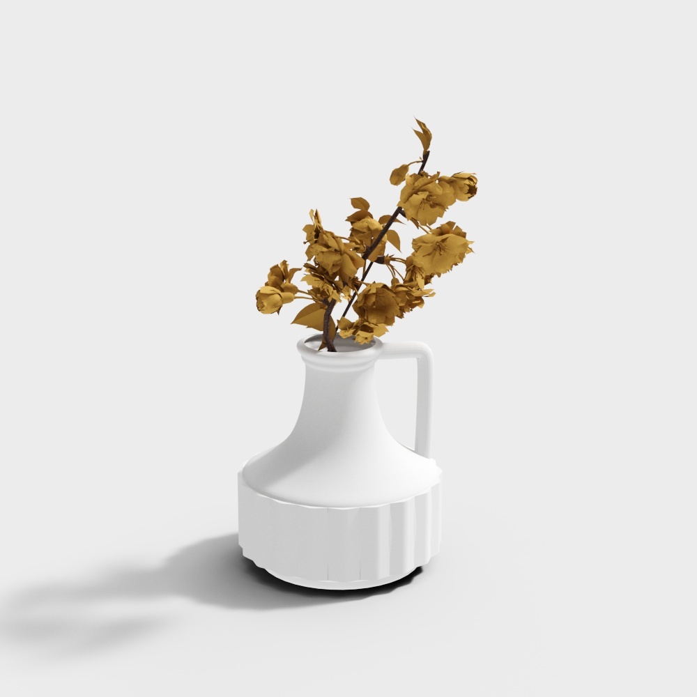 JK Mu Space Nordic Modern White Handle Ceramic Vase Living Room Cafe Desktop Dry Flower Arrangement Flower Arranger