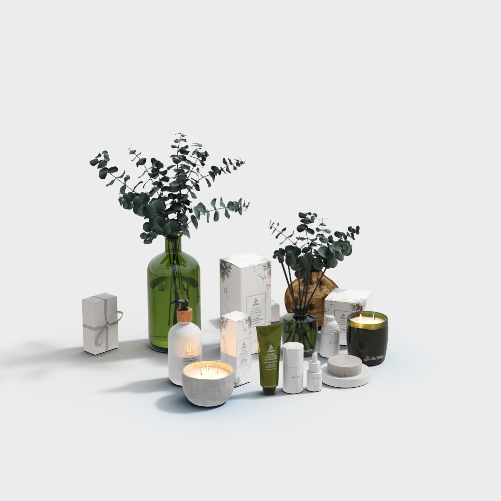 Nature's Elegance 3D Model – Green Glass Vase