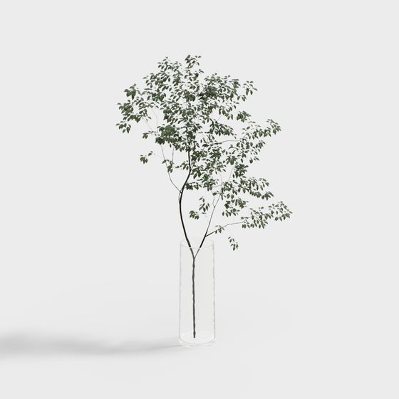 Vibrant 3D Model of Plant in Glass Vase