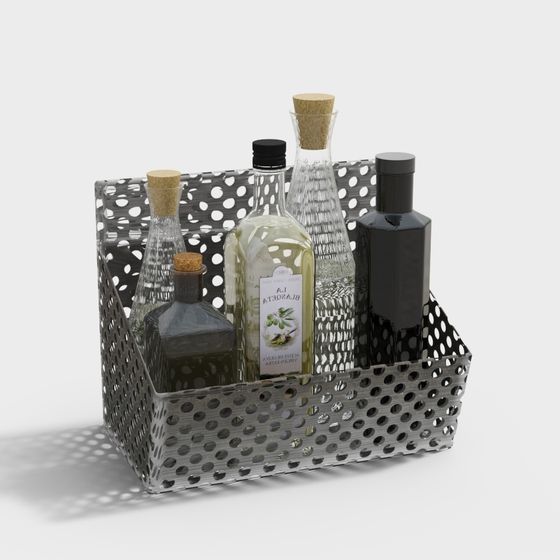 Stylish Metal Hollow Storage Basket 3D model